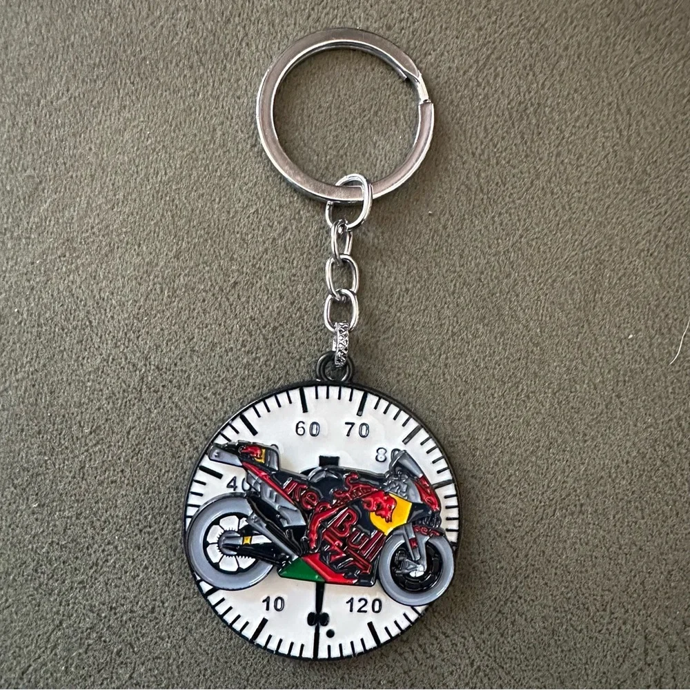 Red Bull Spinning Bike Keychain | Metal Racing Bag Charm